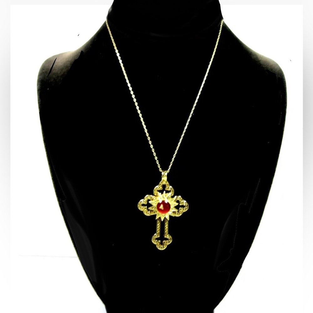 Nativity stone cross necklace